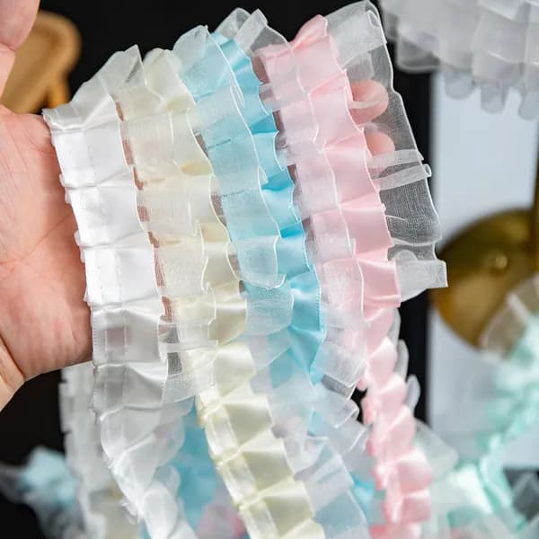 Плиссированная кружевная лента, 4 см шириной, для рукоделия и DIY-одежды