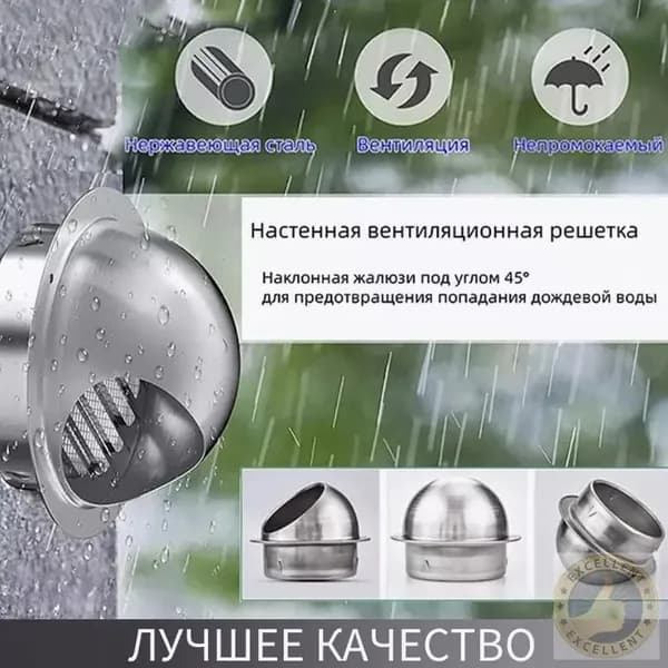 Выход стенной металлический с решеткой и сеткой, 304 нержавеющей стали,D50mm