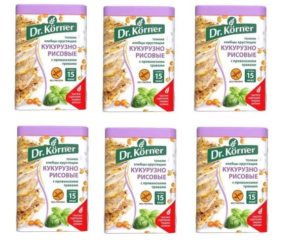 Dr. Korner Хлебцы кукурузно-рисовые Прованские Травы, 100г, 6шт