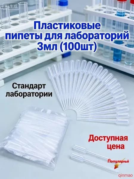 пипетка объемом 3 мл, набор из 100 одноразовых пластиковых соломинок для взвешивания