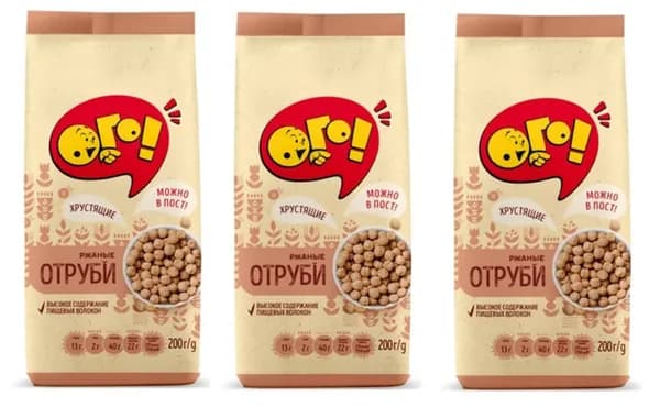 Ого! Отруби, Ржаные, 200г, 3 шт