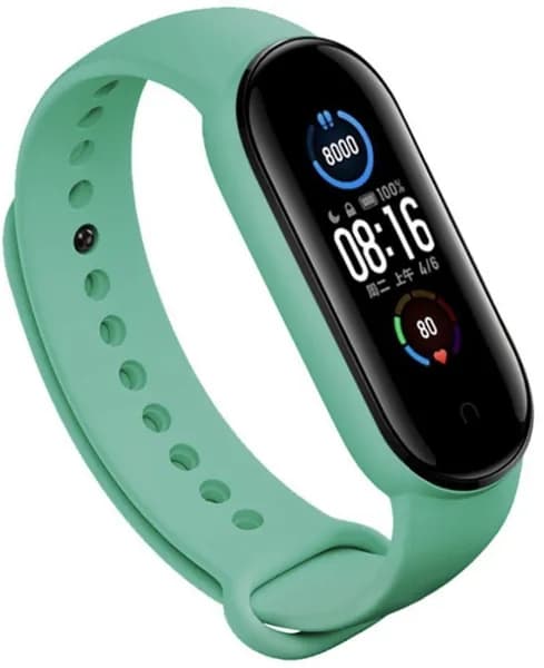 Ремешок для фитнес-браслета Xiaomi Mi Band 5, бирюзовый. Силиконовый, спортивный браслет для умных (смарт) часов Сяоми Ми Бэнд 5, сменный браслет мужской и женский