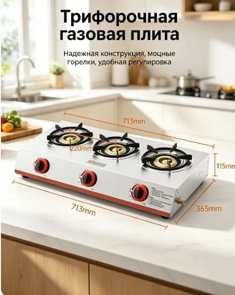 Встраиваемая газовая варочная поверхность на 4 конфорки, нержавеющая сталь, чугунные решетки, функция газ-ко