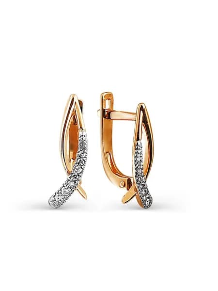 Серьги женские золотые 375 пробы с фианитами, KARATOV