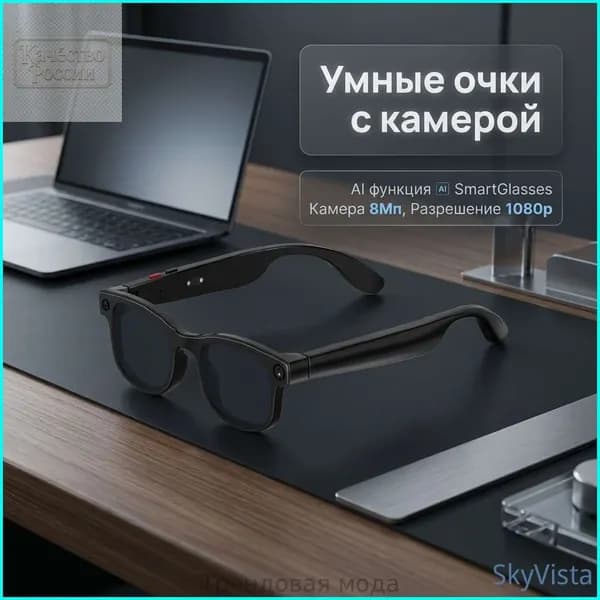AI Очки с Камерой, 8Мп, 1080p HD, SmartGlasses/AI-перевод в реальном времени