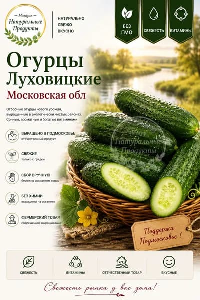 Огурцы луховицкие свежие, фермерские, хрустящие, 500 г (для салата и засолки)