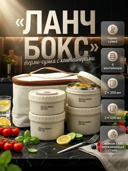 Ланч бокс набор контейнеров для еды с термосумкой