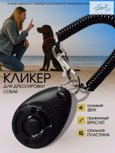 Кликер на браслете с карабином для дрессировки собак, черный aesthetics (эстетика)