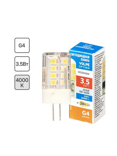 Лампа cветoдиoдная Volpe JC G4 220-240 В 3.5 Вт кукуруза 300 лм нейтральный белый