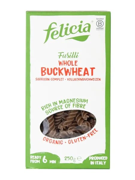 Макароны Felicia Fusilli Спиральки без глютена из гречневой муки BIO, 250г
