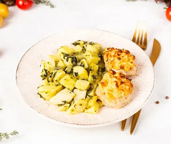 Курица, запеченная с ананасом и картофелем 300 г