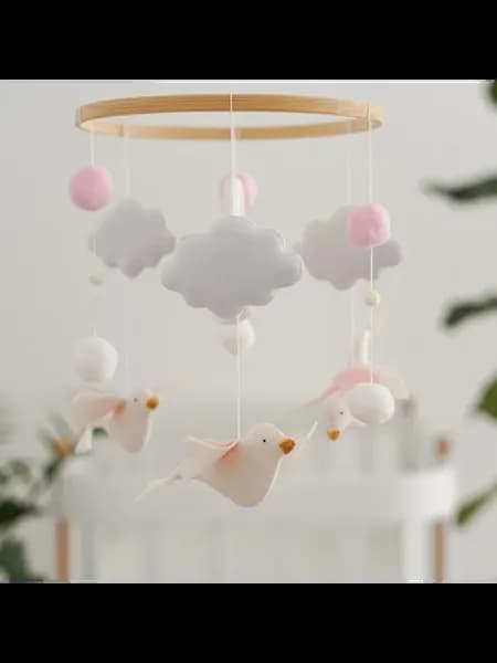 Мобиль Радуга и Птички для девочки