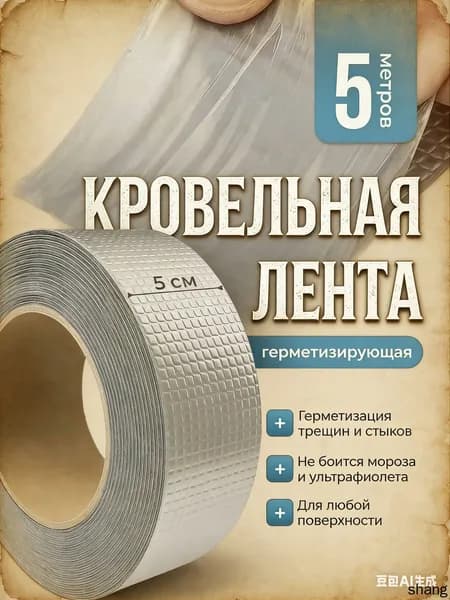Битумная самоклеящаяся лента для ремонта кровли, труб и швов, 5м