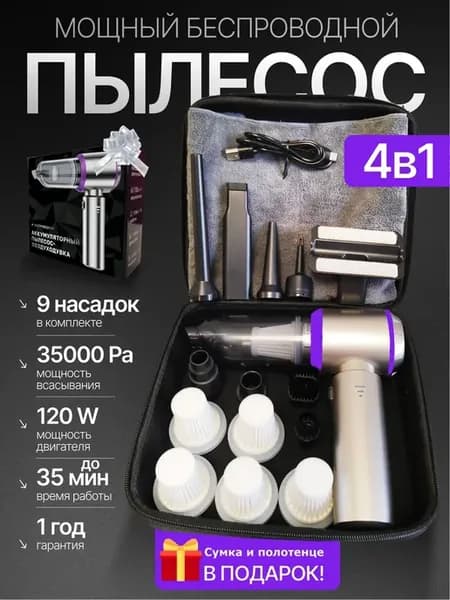 Пылесос для автомобиля беспроводной мощный воздуходувка