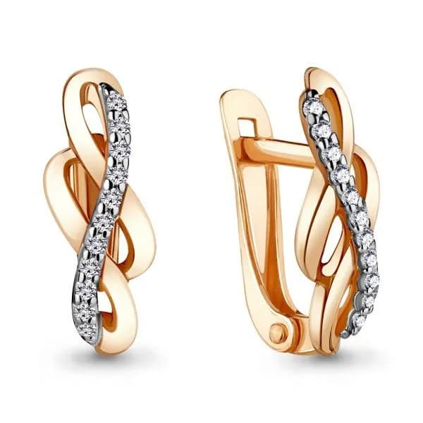 Серьги из красного золота 375 пробы с фианитами