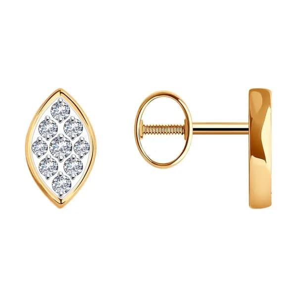 Золотые серьги DIAMANT-ONLINE с фианитом 585 пробы