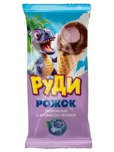 Рожок творожный Руди глазированный с черникой 23% БЗМЖ охлажденный 40 г