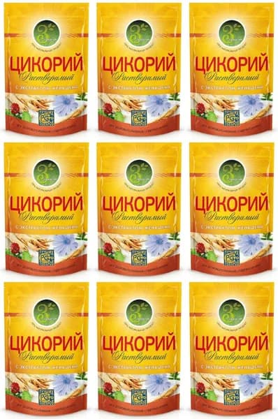 Славкофе Цикорий растворимый Здравник, с экстрактом женьшеня, 85 г, 9 шт