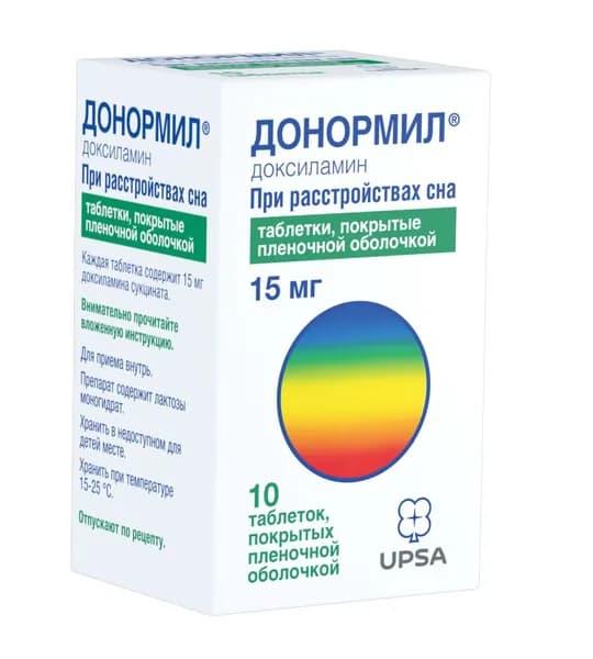 Донормил, таблетки покрыт. плен. об. 15 мг, 10 шт.