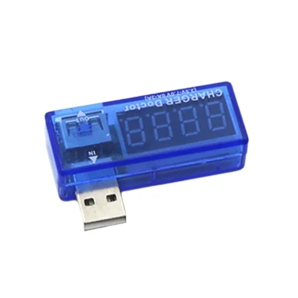 Портативный USB тестер зарядного тока/напряжения - синий - уголок