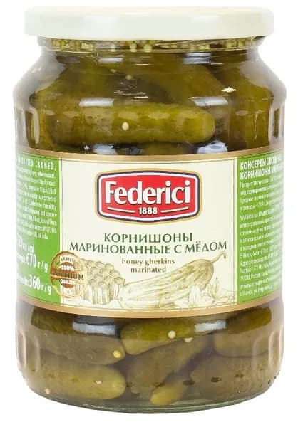 Корнишоны FEDERICI маринованные с мёдом /стекло/ 720мл
