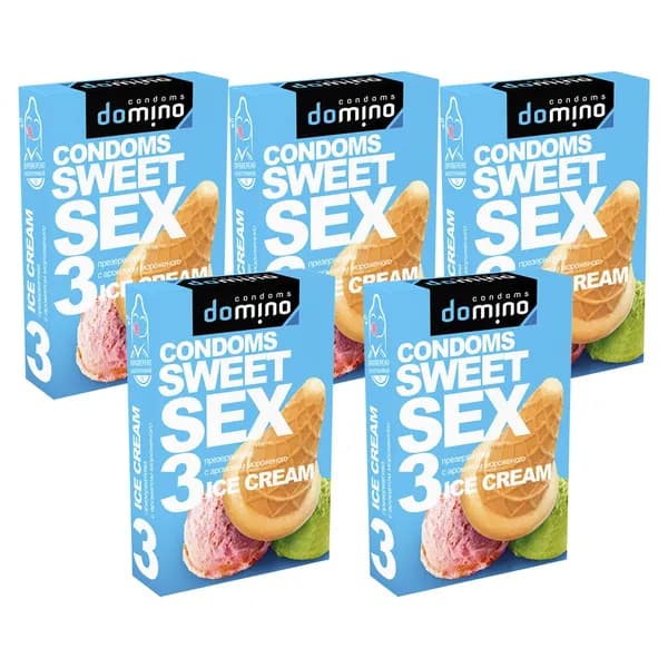 Презервативы латексные ароматизированные со вкусом мороженного Domino Sex Ice cream товары для взрослых 18 +, 15 шт