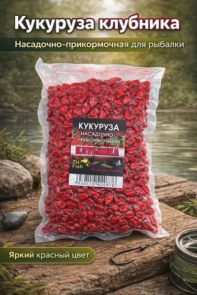 Кукуруза насадочно-прикормочная клубника для рыбалки, зерно