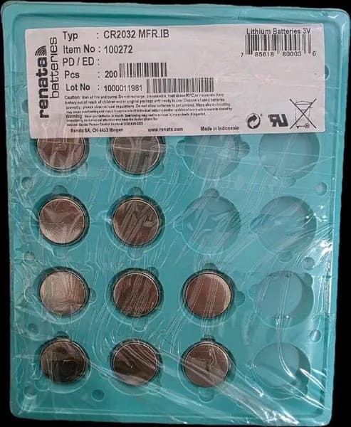 Дисковая батарейка Renata CR2032 Lithium Battery 3v BL1 , 2шт.
