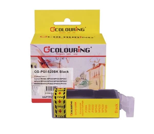 Картридж для струйного принтера PGI-520BK Colouring для Canon MP540/MP550/MP560/MP620 и др., цвет черный