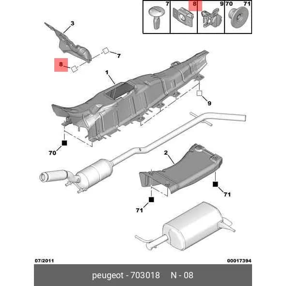Клипса пластмассовая citroen c5/peugeot 407 PSA 703018