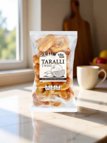 Изделия бараночные "TARALLI TWIST", Tralli Valli, со вкусом апельсина, 220 г - 2шт