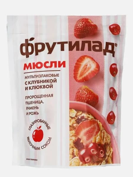 Мюсли мультизлак без сахара Фрутилад клубника клюква Белое дерево м/у, 310 г