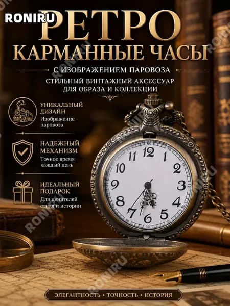 Ретро карманные часы, с изображением паровоза стильный винтажный аксессуар для образа и коллекции