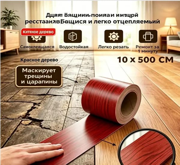 Самоклеящаяся лента для ремонта с текстурой деревадля быстрой реставрации пола мебели ламината и дверей в домашних условияхКлейкая лента