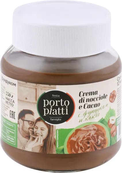 Паста PORTO PIATTI с фундуком и какао, 350г