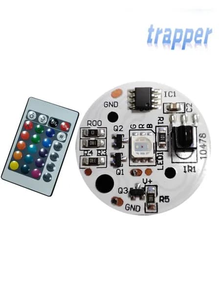 Панель светодиодная 5V, низковольтная RGB с плавной градацией цветов, 3W / пульт "24-клавишный беспроводной.
