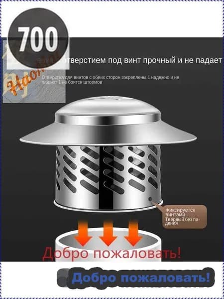 Защитный колпак из нержавеющей стали 304 для труб 110 мм, ветроустойчивый