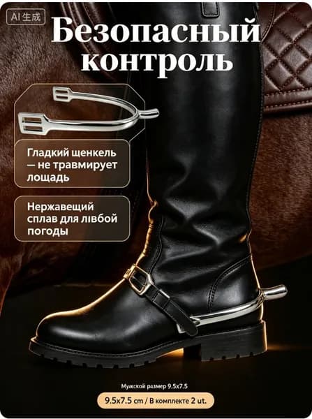 Шпоры для верховой езды, металлические-гладкие-каплевидные, для мужских сапог/конного спорта
