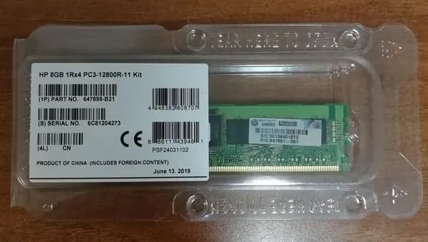 HP Оперативная память 647899-B21 8G 1600MHz DDR3 RDIMM 1Rx4 PC3-12800R-11 CAS-11 ECC Registered серверная 664691-001 647651-081 DDR3, 1600 МГц, 1 x 8 ГБ (647899-B21)