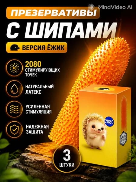 Презервативы с шипами версия Ёжик 2080 стимулирующих точек натуральный латекс для усиленной интимной стимуляции