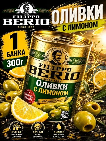 Оливки без косточки с лимоном фаршированные Filippo Berio 300гр
