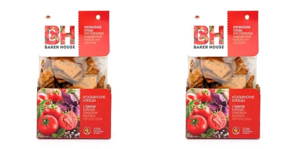 Baker house Хлебцы Итальянские с томатом, орегано, оливковым маслом и морской солью, 250 гр, 2 уп /