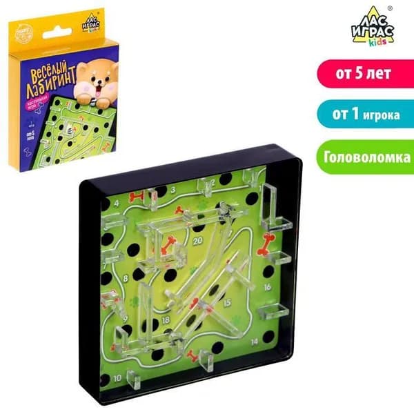 Настольная игра детей на логику Весёлый лабиринт , 1 игрок, 5+