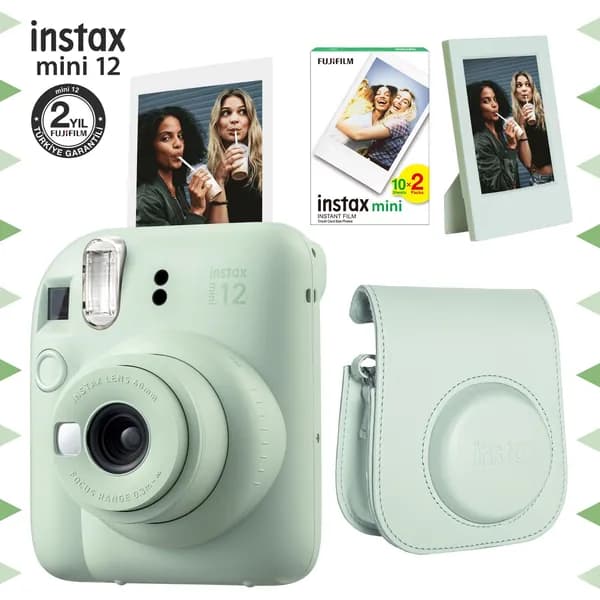 instax mini 12 набор + 20 Картридж + фоторамка и кожаный футляр