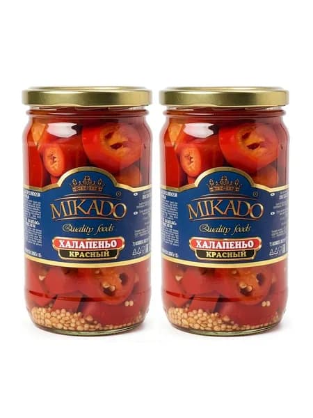 Перец Халапеньо Красный резаный "MIKADO" 2 баночки по 330 г