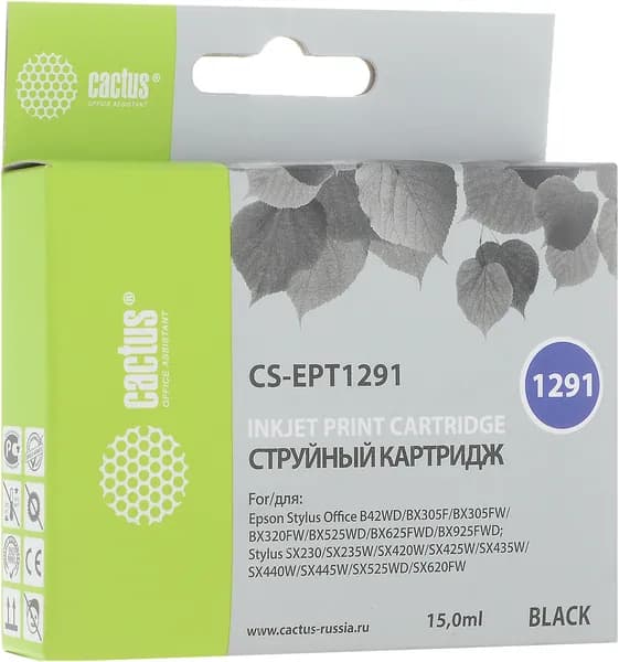 Картридж Cactus CS-EPT1291, черный, для струйного принтера