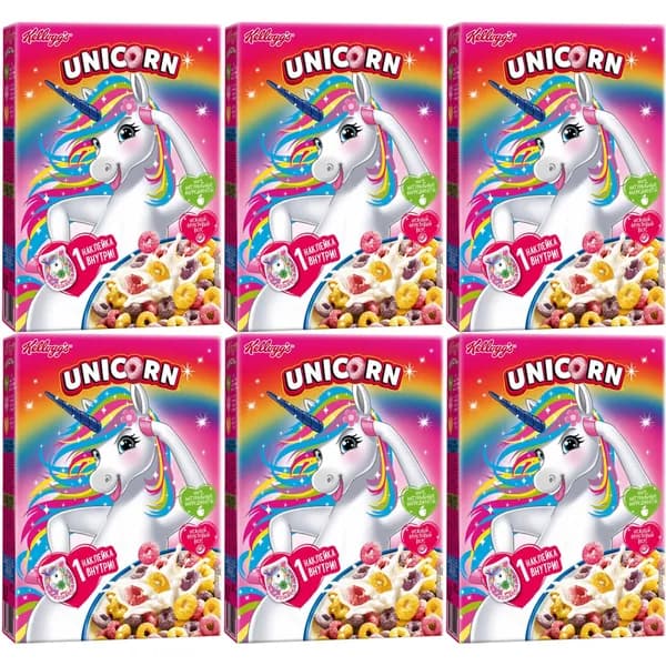 Сухой завтрак колечки Unicorn цельнозерновой с фруктами 195 г, набор: 6 штук