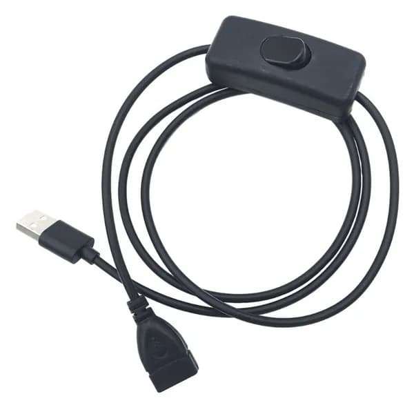 (1 шт.) USB-кабель папа-мама с выключателем черный