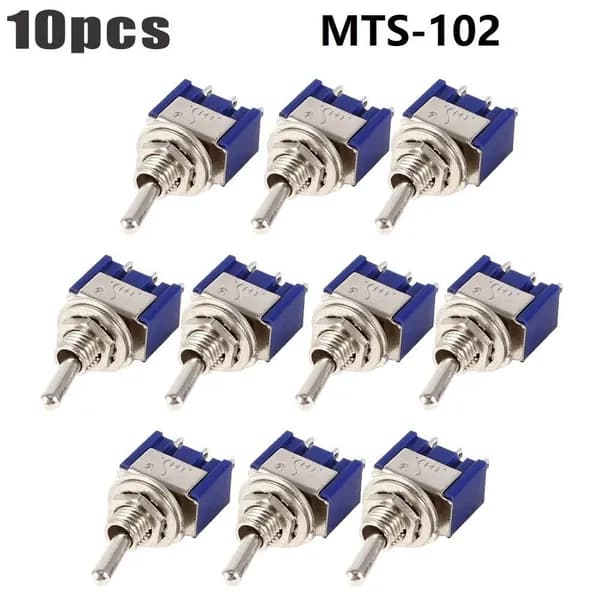 10 шт. Синие мини-переключатели MTS-102 3-контактные SPDT ON-ON 6A 125VAC миниатюрные