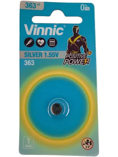 Батарейка для часов 364/363 (SR621 SW(W), SR60, G1) VINNIC оксид-серебряная (бл1)